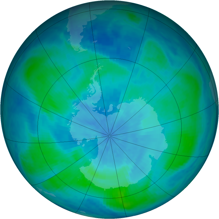 Antarctic ozone map for 09 March 2000